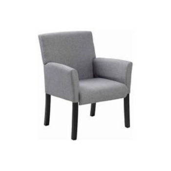 gray padded chair with black legs
